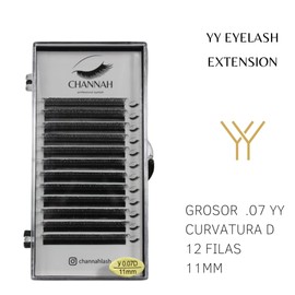 Blíster Extensión de pestañas VOLUMEN YY, brasileña, hawaiano, mixto, una sola medida, eyelash extension, fibras ligeras, suaves, naturales, simétricas (0.07D, 11mm)