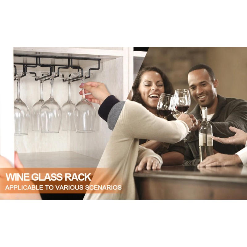 Uten 4 Rows Wine Glass Racks Under Cabinet Wall Mounted