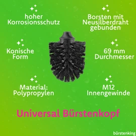 Toilet Brush Head Black, Ø 27 MM / M12 Thread / Set of 5