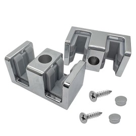 2Pcs 48mm Bathroom Sliding Door Glass Anti-Collision Block Side Guide Rail,Frameless Sliding Shower Doors Bumpers for 8mm Thick Glass(Silver)