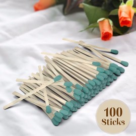 ZIKANI Green Tip Matches 4 Inch Match Refill and Striker 100 Long Matches Short Matches Wooden Matches Bulk Matches Decorative Matchsticks for Cloche Jar Box & Fireplace (Green)