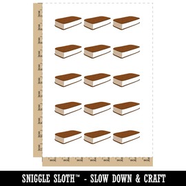 Ice Cream Sandwich Chocolate and Vanilla Temporary Tattoo Water Resistant Fake Body Art Set Collection - 15 2" Tattoos (1 Sheet)