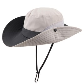 DRESHOW Baby Sun Hat Toddler Outdoor UV Protection Foldable Mesh Wide Brim Fishing Ponytail Sun Visor Hats Summer Beach Bucket Cap with Chin Strap for Kids Girls 3-8 Years