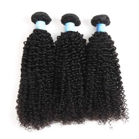 BLY 7A Mongolian Kinky Curly Human Hair Bundles 20 Inch Unprocessed Hair Weave Weft for Black Women Natural Color