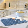 Nautical Navy Stripes Dish Drying Mat for Kitchen, Absorbent Microfiber