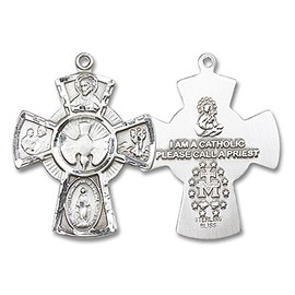 Heartland Store Men's Sterling Silver 5 Way Cross Pendant with Dove Center Design - Pendant Only| USA Made