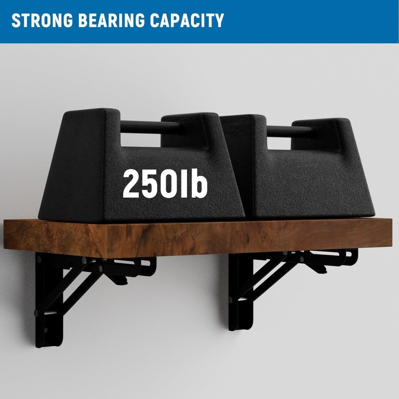 LEOPO 20 inch Folding Shelf Brackets-2 Pack Foldable Heavy Duty