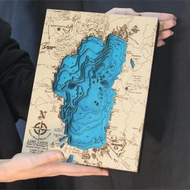 Mini BLUE! Lake Tahoe 3D Wooden Map