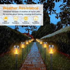 Awethone Solar Torch Light with Flickering Flame, Waterproof Solar Lights Outdoor Decorative, Solar Powered Christmas Decoration (1 Pack)