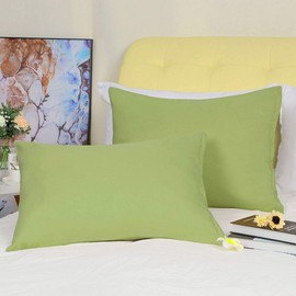 uxcell 2 Pack Pillow Cases Soft 1800 Series Microfiber Pillowcases Weave for 90 GSM Ployester with Zipper, Wrinkle, Fade, Stain Resistant Sage Travel (14" x 20")