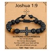 P.BLAKE Cross Bracelet Gifts for Teen Boys, Natural Bead Christian