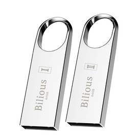 USB Flash Drive, Bilious Portable Keychain Design Thumb Drives, Metal Style Memory Stick U Disk, Waterproof Jump Pen Drive for Storage and Backup (64GB, 2 Pack)