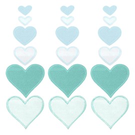 MECCANIXITY Heart Shaped Iron on Patches 2.5/4/7x2/3.5/6.8cm Embroidered Sew Patches Appliques Garment Embellishments for Clothing Repair Backpack Shoes Decoration Blue 30Pcs
