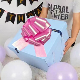 12 Inch Large Shimmering Pearlescent Gift Bow - 1Pcs Giant Decorative Bow for Christmas Gifts, Bicycle, Refrigerator, New House, Party Decorations & Gift Packaging (Shimmering Pearlescent-Pink)