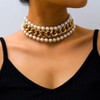Boho Layered Pearl Choker Necklace Chunky Link Chain Necklace Statement