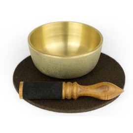 Elegant Japan Singing Bowl with Felt Pad 'Tsuchi' and Wood/Leather Striker -5805-B-