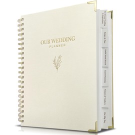 WeddingGiftsWedding Wedding Planner Book and Organizer for Bride - Elegant Linen Cover Wedding Planning Binder with Checklists,Pockets & Calendars,Perfect Engagement Gifts for Couples(Cream)