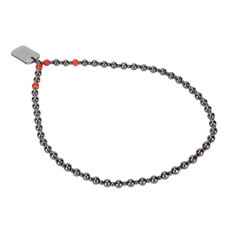 Terahertz Beaded Necklace Fashionable Rectangular Pendant Soreness Relief Energy Stone