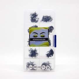 GorgeousLash 20D, 25D Mega Lashes. 500 Premade Volume Lash Fans. Eyelash Extensions. Handmade! (20D - D Curl - 0.03, 17mm)