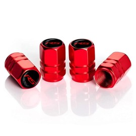Juego de tapas de válvula de neumático de metal RS Emblem Tapa de válvula de aire a prueba de polvo, a prueba de fugas, compatible con accesorios Chevy Camaro RS (rojo RS)