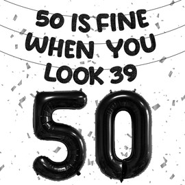 Holkcog 50th birthday black pull flag aluminum film banner set