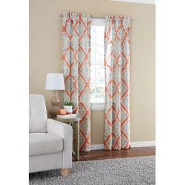 Unbranded Room Darkening Grommet Top Curtain Panel Pair, Set of 2, Ikat Terracotta