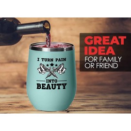 Flairy Land Tattoo Artist White Wine Tumbler 12oz - pain into beauty - Gifts for My Tattoo Artist Tattoos Tats Tattooing Skin Design Professional