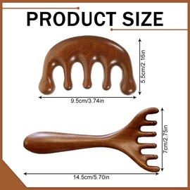 DOKRIN Kopfmassage,2 Stück Sandelholzkämme für Kopfmassage, Gesichtsmassage