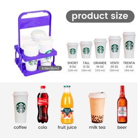 musbus Reusable Drink Carrier with Handle for Doordash, Grubhub, Portable Cup/Coffee Holder Accessories for Delivery, Foldable Drinks Caddy with Tray, Car Durable Plastic Festive Bottle, Vacation