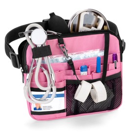 Damero Nurse Vet Pouch Waist Bag with Medical Gear Pockets,Nurse Fanny Organiser Tool Belt for Stethoscopes and Nurse Accessories, Pink