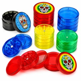 Premium Plastic Herb Grinder, Portable 50mm,60mm, Spice Grinder with Magnetic Lid, 4-Part, Grinder with Shark Tooth Shredding Stash Storage (60mm 5psrt Random)