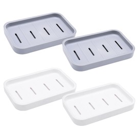 Pack of 4 Soap Dish, Soap Dish Holder, Soap Container Dry, Bathroom Soap Dish with Drain Soap Dish, Easy to Clean Soap Dish for Shower, Bathroom, Kitchen, Sink