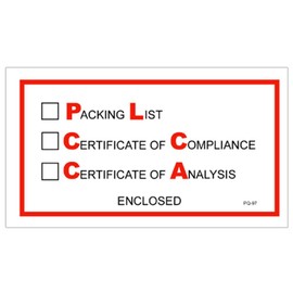 Adhesive Side Loading Packing List Document Envelopes Printed with "Packing List/Cert. of Compliance/Cert. of Analysis Enclosed", 5 1/2" x 10" for Attaching Packing Slips, Invoices and Important Papers to Packages, Shipments and Mailings (Pack of 1000)
