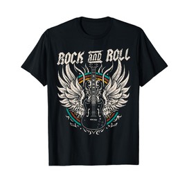 Rock and Roll Guitar Vintage Rock Music T-Shirt, black