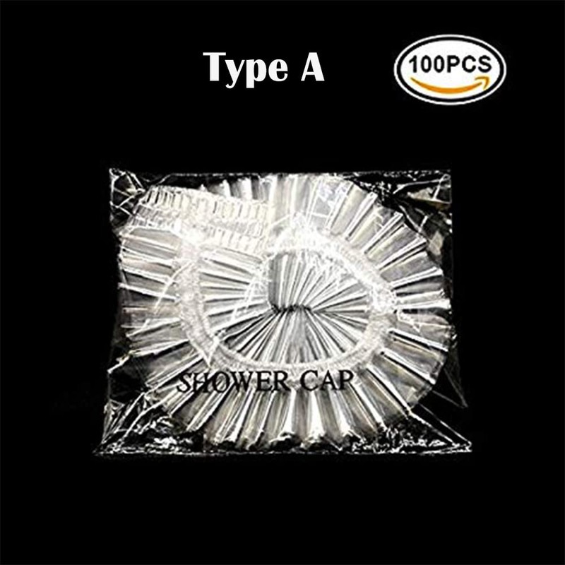 Disposable Shower Caps, Transparent, Pack of 100, Plastic Shower Caps,
