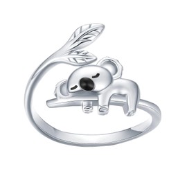 DkakoJew Lovely Koala Shape Ring, Adjustable Open Size Ring for Women Teen Girls, Adjustable Ring Jewellery, Best Birthday Gift, Silver alloy