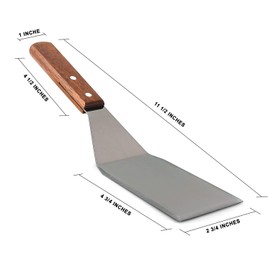Homi Styles Metal Spatula Beveled Edges, Stainless Steel Grill Spatula with Wood Handle for Skillets, Griddles & Pancake Flipper for Burgers, Omelet, and Versatile for Culinary Task, 11 x 3 inches