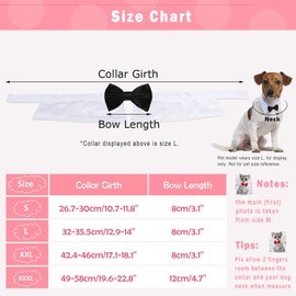 Bowtie for Dog, KOOLMOX Dog Bow Tie Collar Black, Adjustable White Dog Tuxedo Collar with Black Dog Neck Bow Tie for Medium Large Boy Dog Wedding Formal Tuxedo Suit Tux Outfits Birthday Costumes