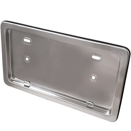 JET INOUE 501166 License Plate Frame, For Mid-Sizes, Stainless Steel License Plate Frame, For Trucks, Mid-Size Vehicles