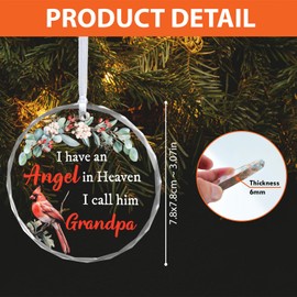 Ornaments for Loss of Loved One, Sympathy Keepsake Gifts for Passed Loved Ones, Bereavement Gifts, Memorial Christmas Ornament, Crystal Ornament, Remembrance Condolence Gifts (Angel-Grandpa)