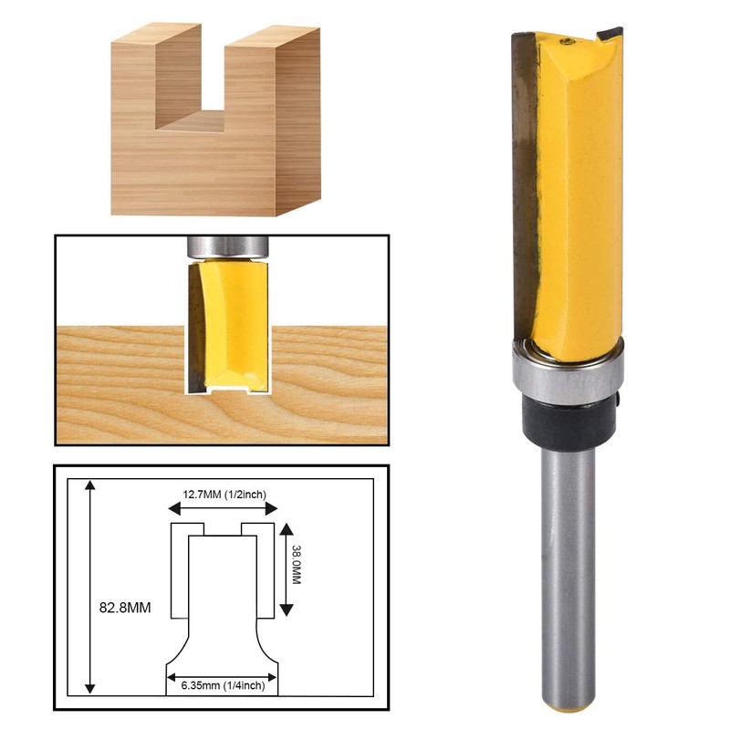 HOHXEN Flush Trim Router Bit 1/4" Shank 1/2'' Width,Top Bearing