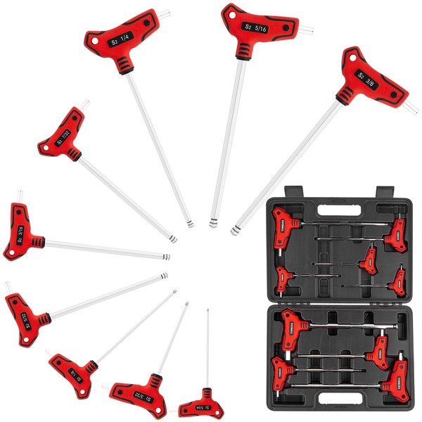 TOMMARS 9PC T Handle Allen Wrench Set, SAE T Handle