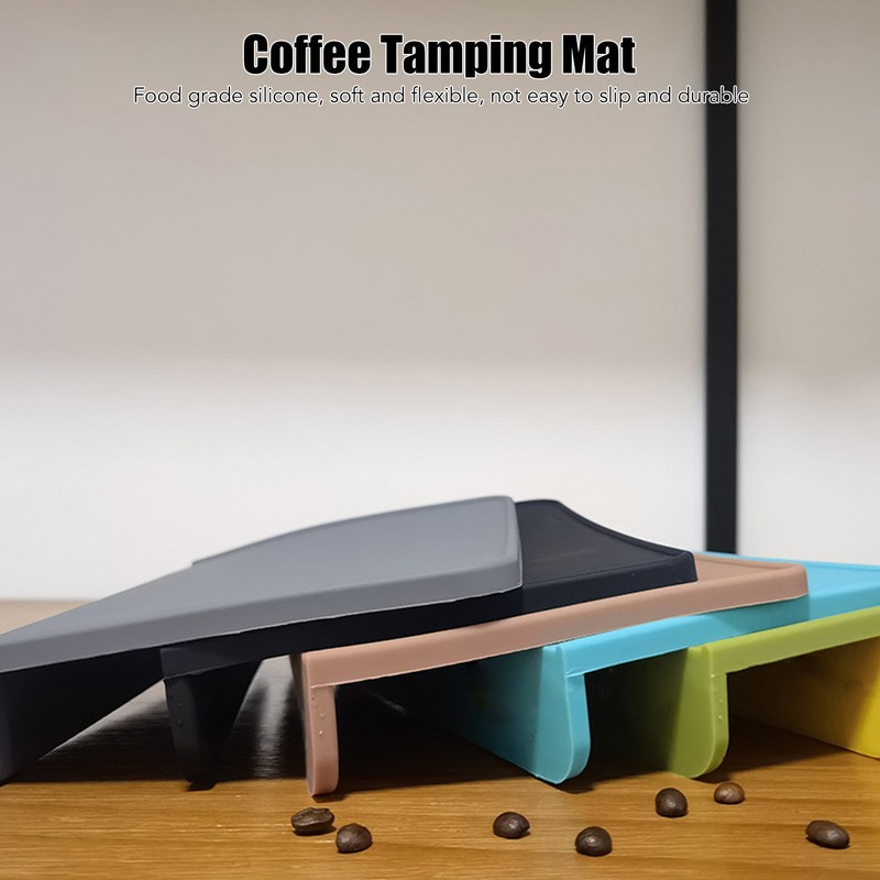 2Pcs Tamping Mat Silicone Coffee Pad with Beech Handle Tamper