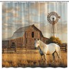 FAXTOZ Fall Horse Shower Curtain Rustic Farm Animal Retro Barn