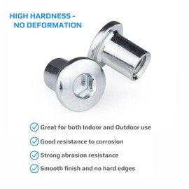 M6X10-13 Barrel Nuts, Socket Head, Insert Furniture Hexagonal Allen Rounded Head Cap Nuts, Alan Key Sleeve Hex Nut, Zinc Plated Galvanized Heavy Duty Rivet Hex Fasteners for 8mm Bolts (10 pack)
