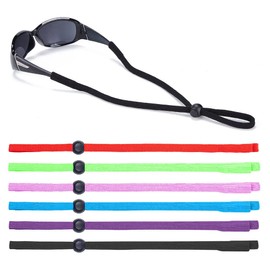 SHINKODA Sports Sunglass Straps Glasses Retainer, Stretchy Nylon Rope with Cord Locks, Adjustable Eyeglasses Lanyard Neck Holder Strap, Universal Fit Multipack Solid Color
