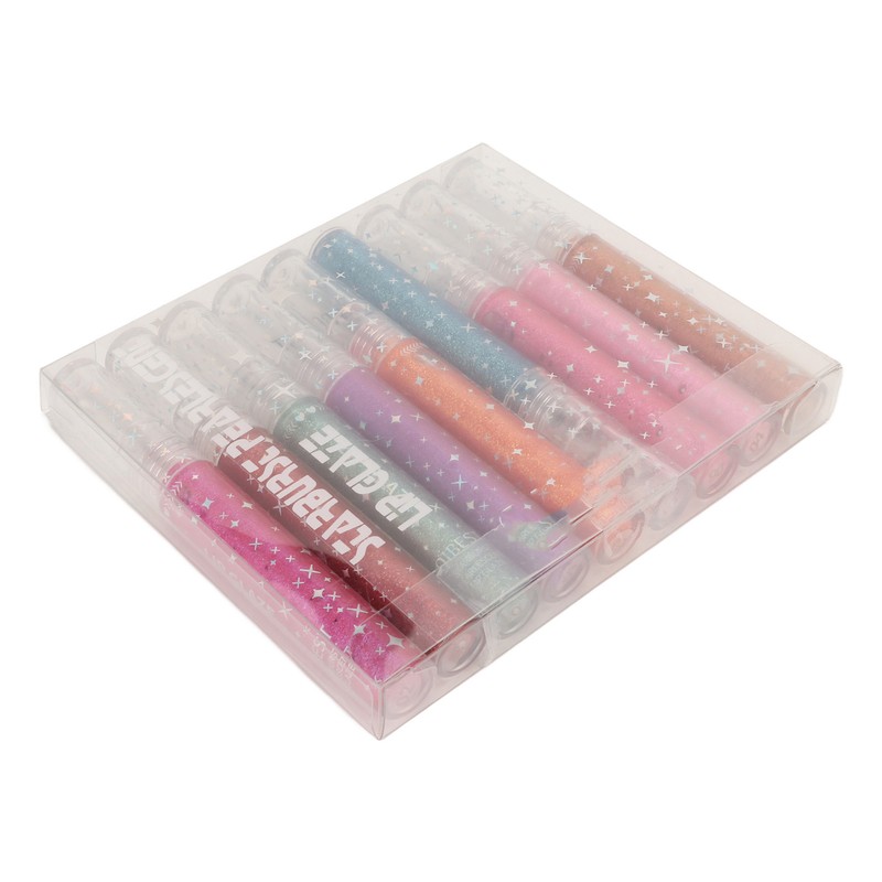 9pcs 0.1oz Women Girls Glitter Lip Gloss Set Moisturizing Lustrous