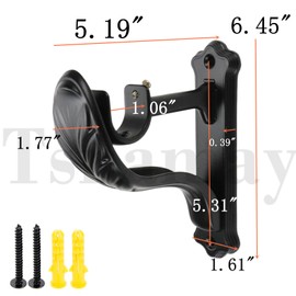 Tsnamay Curtain Rod Brackets Holders Wall Mount Brackets,Matte Black