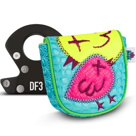 Big Crazy DF3 Putter Cover - Funny Birdie Design Golf Head Covers - Magnetic Closure - Mallet Putter Cover with Bright Colors - Premium and Unique PU Leather - Golf Accessories for Man and Woman
