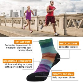 HUSO Crazy Socks for Women, Men Fun Running Quarter Socks Assorted Fashion Style Striped Printed Athletic Socks 6 pairs (Multicolor,L/XL)